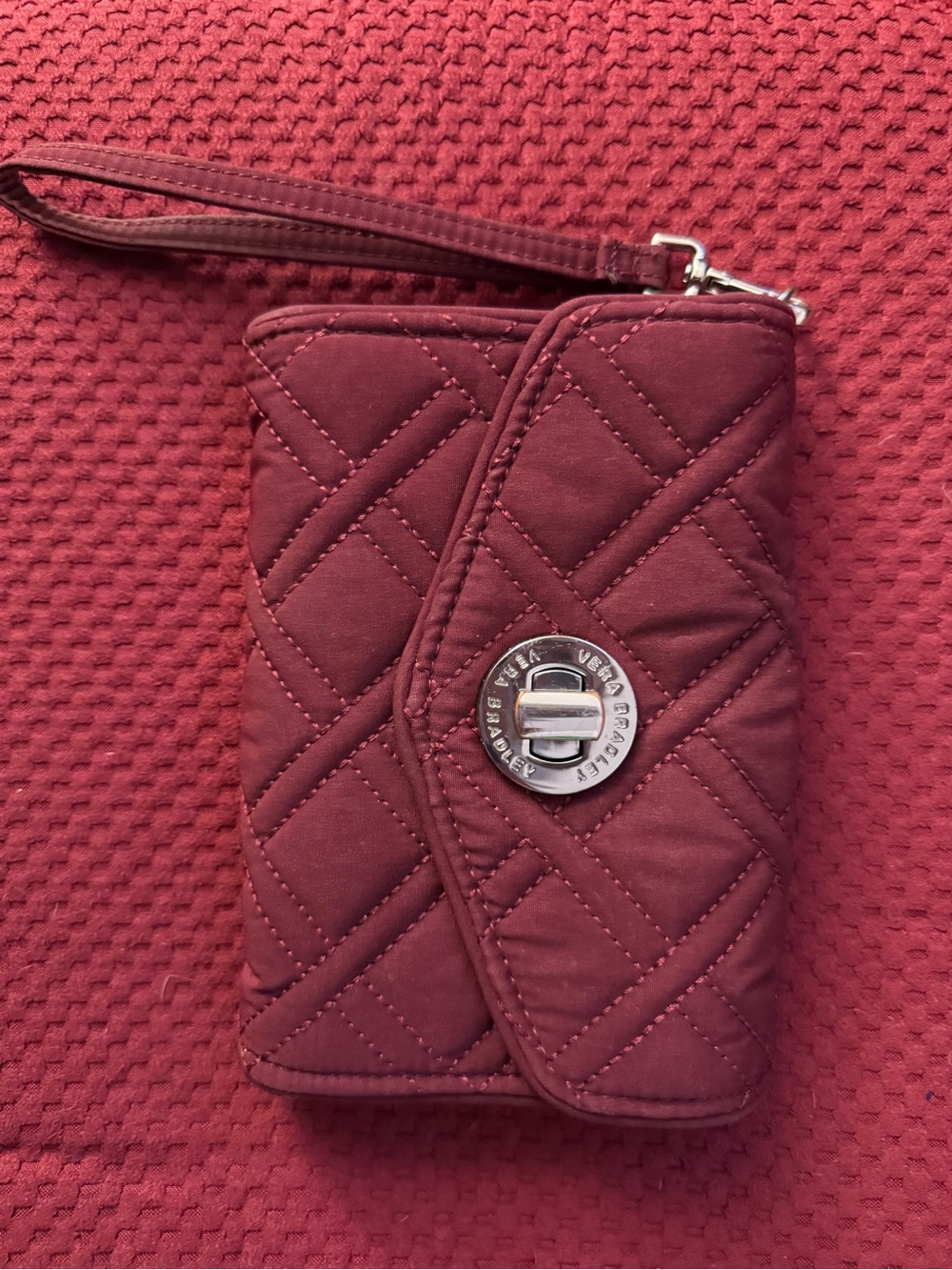 Vera Bradley Quilted Turn-Lock Wristlet Wallet in Deep Wine